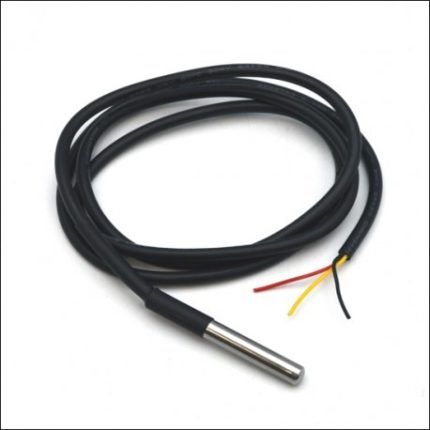 DS18B20 Water Proof Temperature Probe – Black (1m)