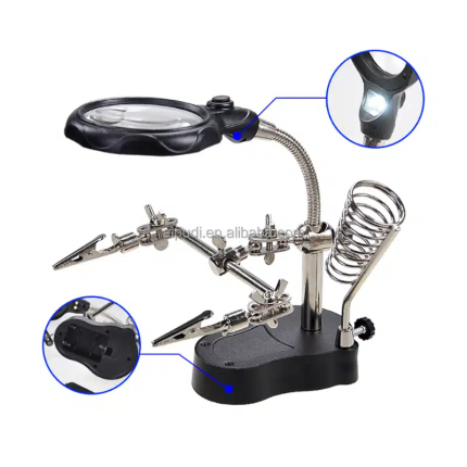 Magnifier With LED & Alligators Holders & Solder Iron Stand (TE-801)