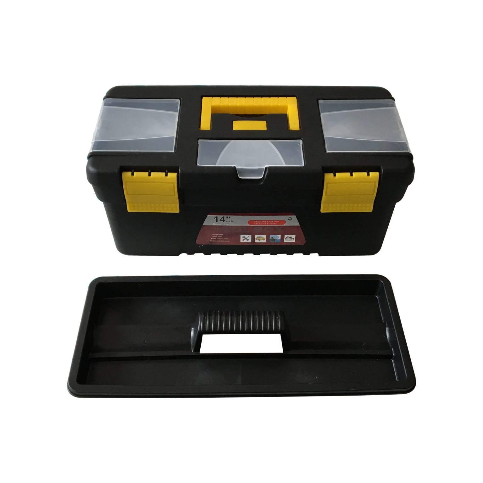 14 Inch Plastic Tool Box Removable Design Portable Suitcase Case Capacity Storage Box Organizer for Tools