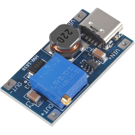 MT3608 DC-DC Adjustable Step-Up (Boost) Converter with USB Type-C (2A, 28V)