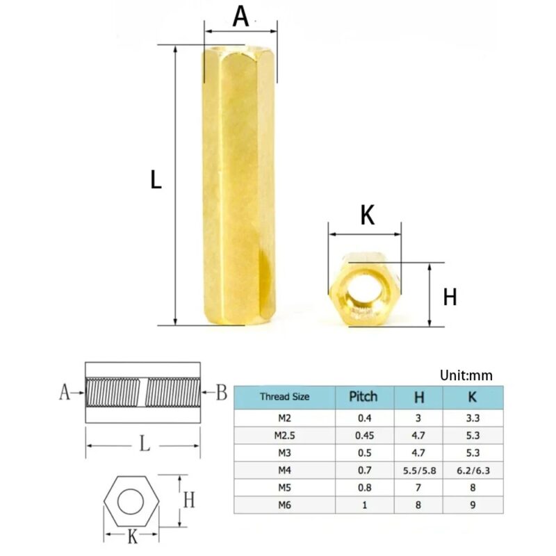Copper PCB Spacer 6mm F/F - Ekostra Electronics In Egypt اكوسترا الكترونيكس